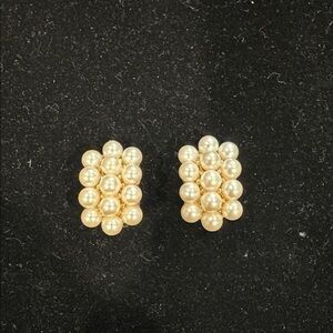 Faux Pearl Cluster Clip-On Earrings